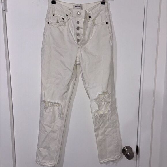 AGOLDE Jeans Women's 24 Riley High Rise Straight Crop White REVOLVE NEW - Picture 1 of 12